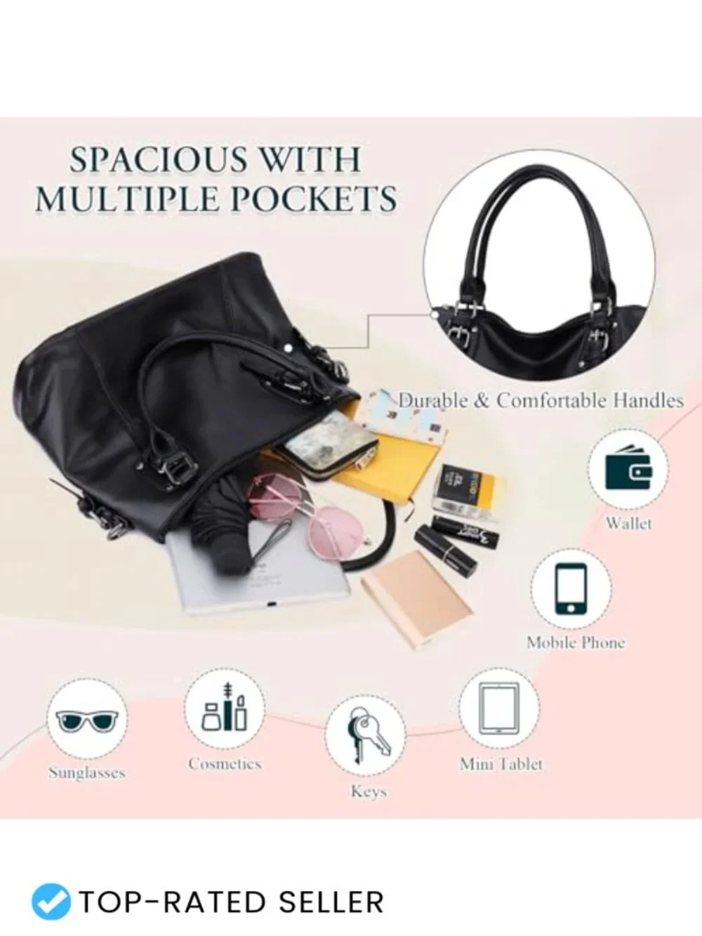 VX VONXURY Faux Leather Hobo Bag Satchel Shoulder Crossbody Tote Purse